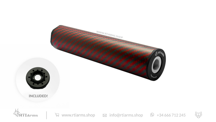 RTI Hušh Suppressor 34mm 155mm Carbon Fiber