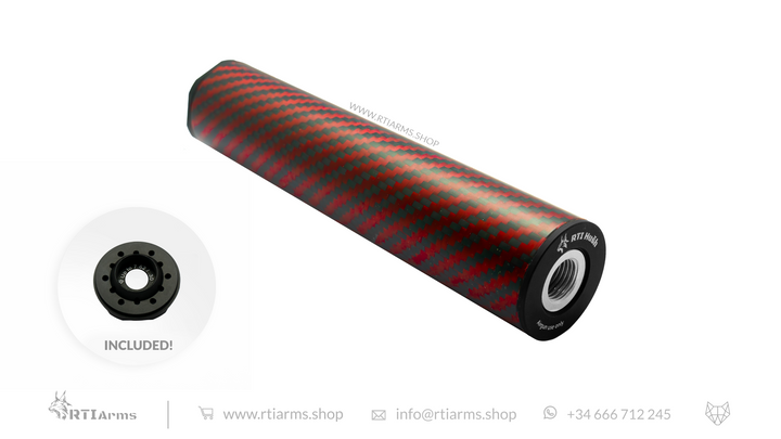 RTI Hušh Suppressor 34mm 155mm Carbon Fiber