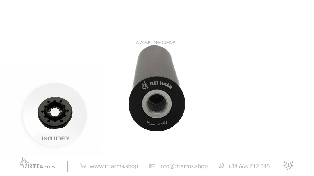 RTI Hušh Suppressor 34mm 155mm Carbon Fiber