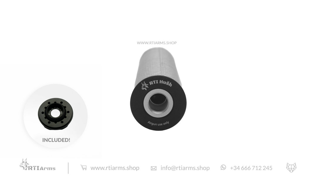 RTI Hušh Suppressor 34mm 155mm Carbon Fiber