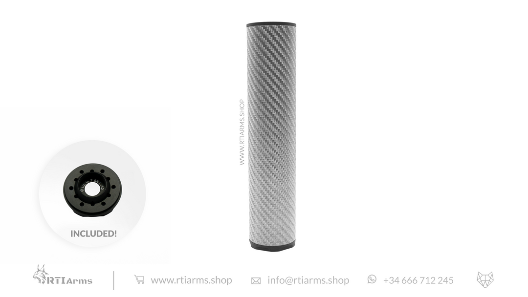 RTI Hušh Suppressor 34mm 155mm Carbon Fiber