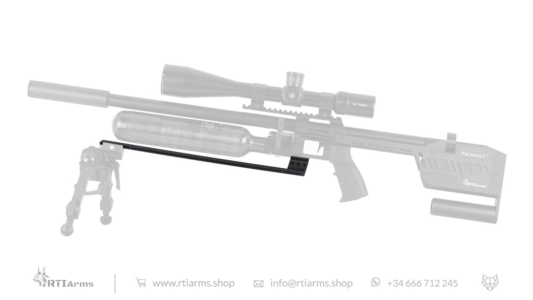 RTI Prophet/Priest Bipod Rail Extension with Arca Swiss Dovetail, Picatinny rail