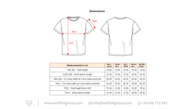 RTI Arms Shop Green T-Shirt size chart